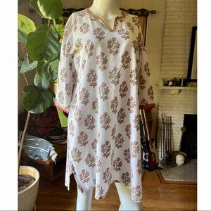 Summer l/s white cotton tunic Med